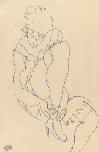 Woman Buttoning Her Shoes 1915