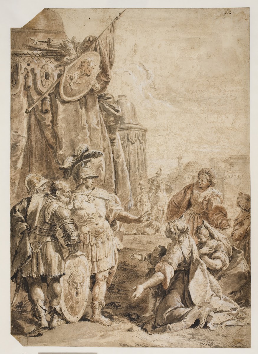 Darius familie knælende for Alexander den Store