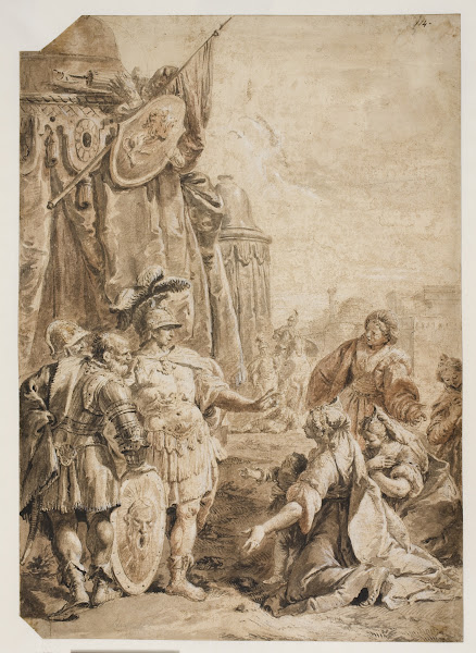 Darius familie knælende for Alexander den Store