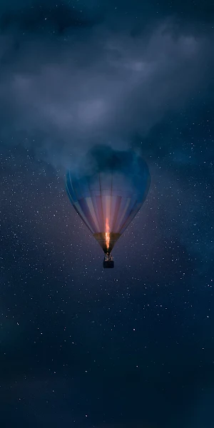 Balloon, Night, Stars, Galaxy, Flame Full HD iPhone Wallpaper Background