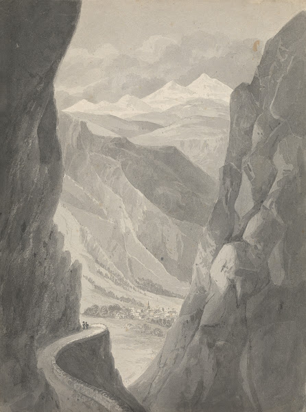 Pass of the Gemmi  Descending to Leukas Bad Switzerland ca 1817
