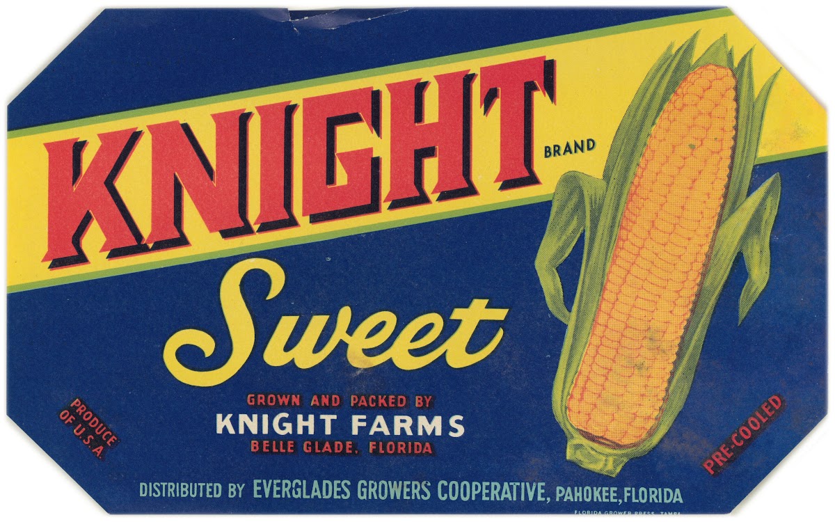 Knight Brand Sweet Corn Label 1930 1950