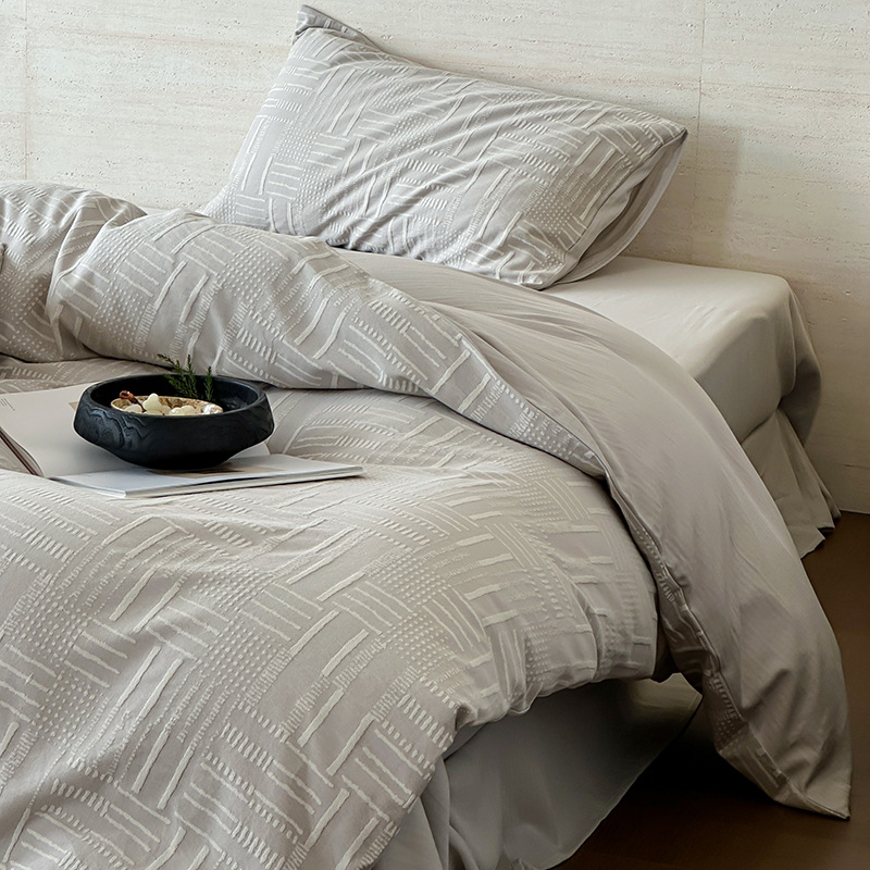 Cotton Bedding Set, 4-Piece, Jacquard Pattern