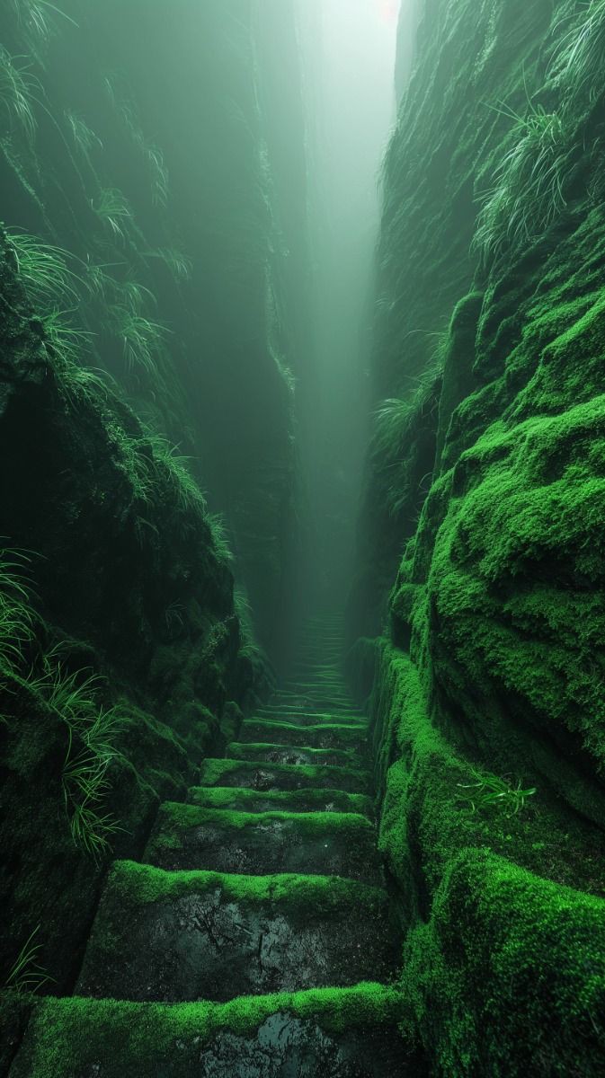 Misty Mossy Staircase Image