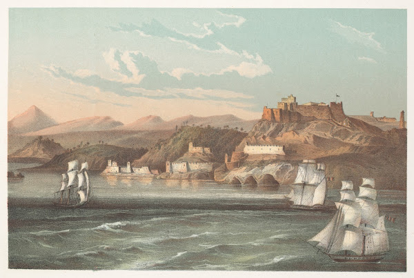 Morro y entrada del puerto de Santiago de Cuba 1855