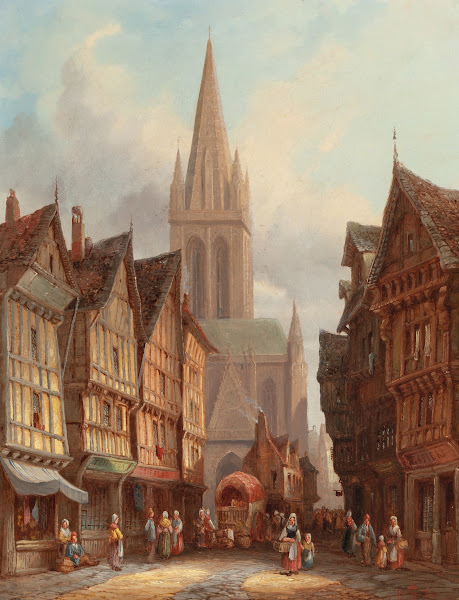 Market Day in Honfleur Normandy 1885