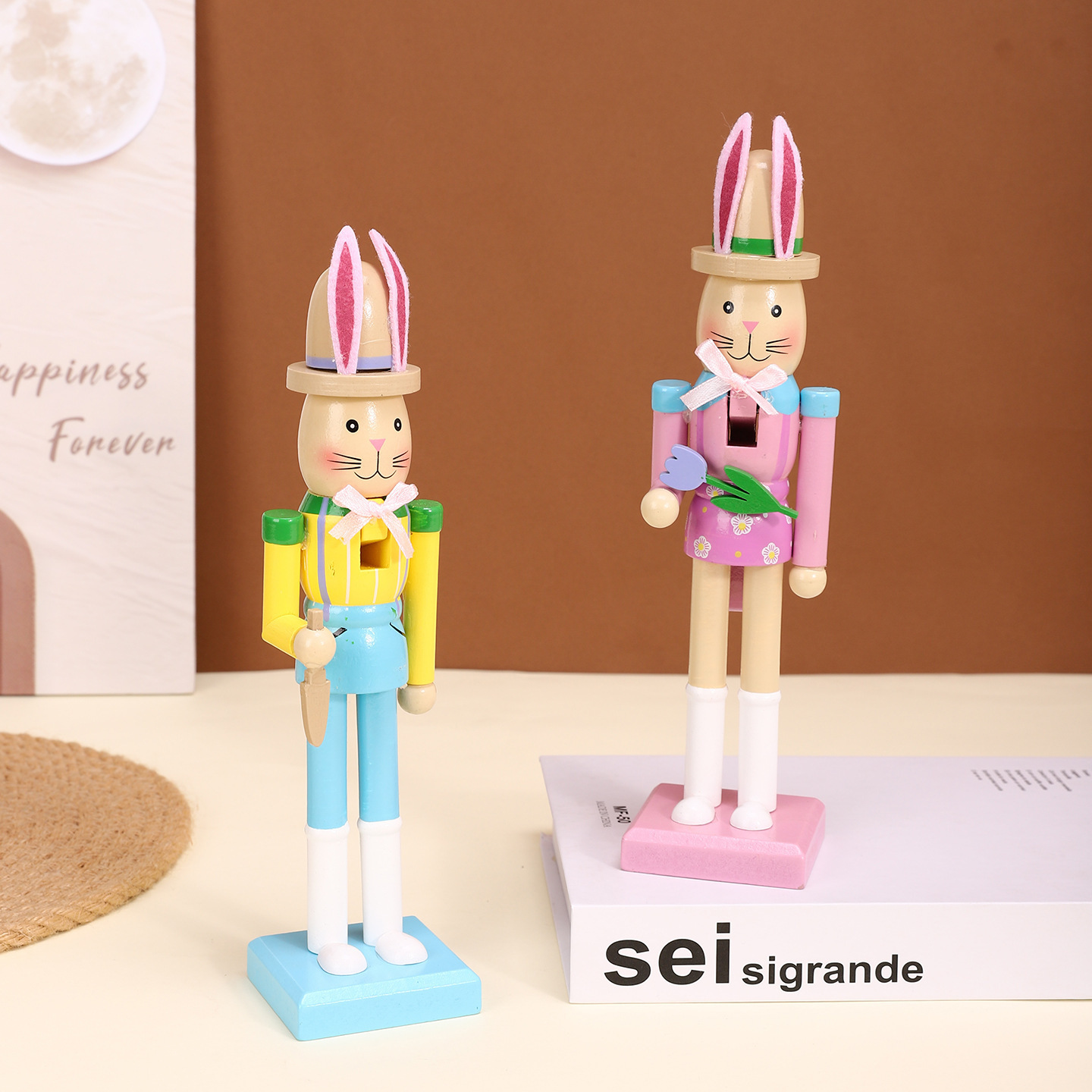 Easter Nutcracker Figure, Bunny, Wood