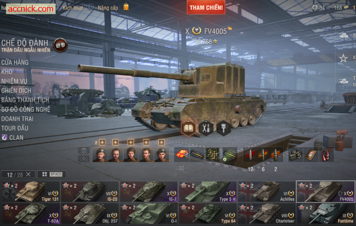 Bán acc World of Tanks PC 4 tank cấp X gồm IS-7, FV4005, Typ...