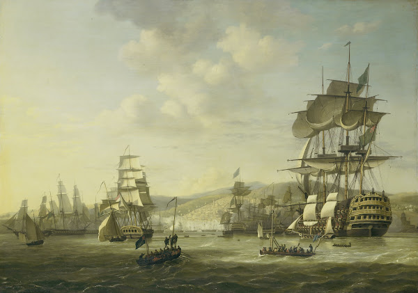 The Anglo Dutch Fleet in the Bay of Algiers Backing up the Ultimatum to Release