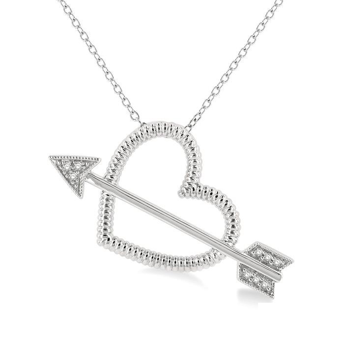 Silver Arrow & Heart Shape Diamond Fashion Pendant
