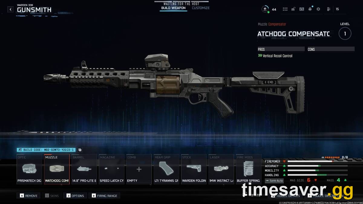 Black Ops 7 Warden 308 marksman rifle Gunsmith screen after the October 15 nerf