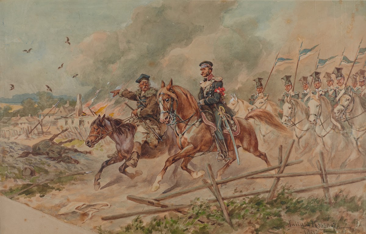 Lancers from the 2nd Regiment in 1831 during scouting with a guide 1897