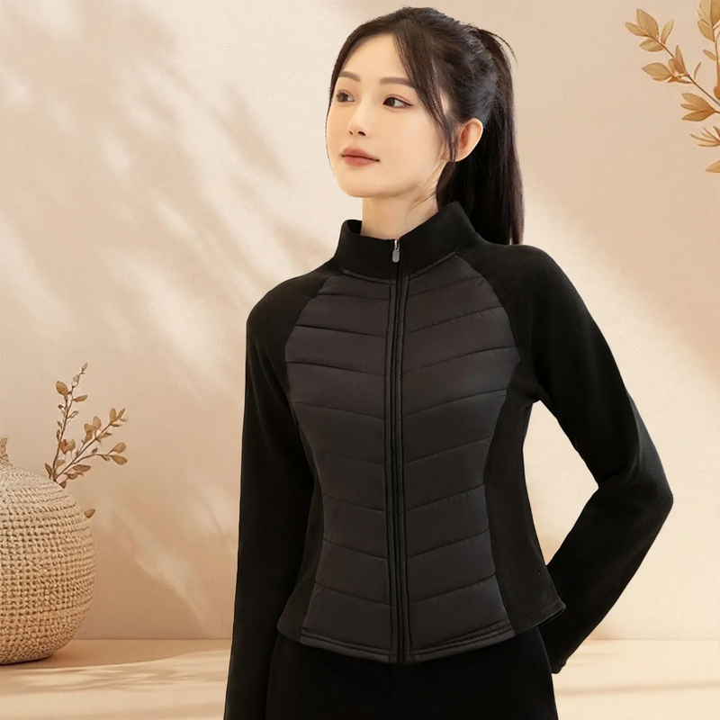 Women's puffer jacket with stand-up collar and graphene lining