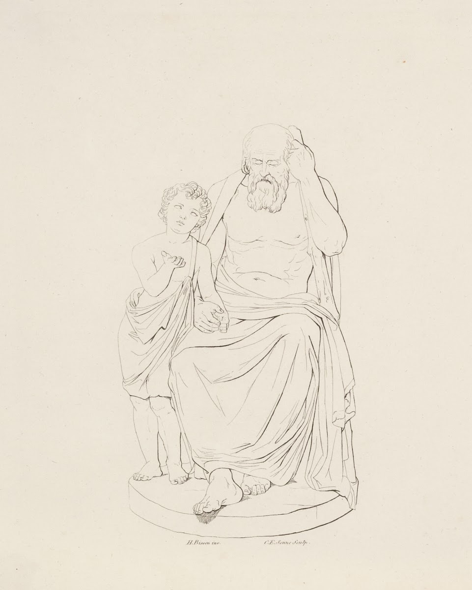 Gammel blind mand og lille dreng 1826