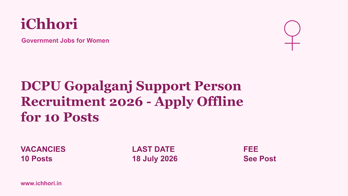 DCPU Gopalganj Support Person Recruitment 2026 - Apply Offline for 10 Posts - iChhori