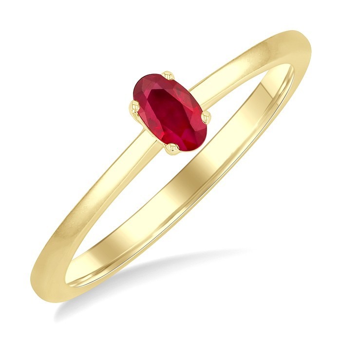 Oval Shape Gemstone Solitaire Ring