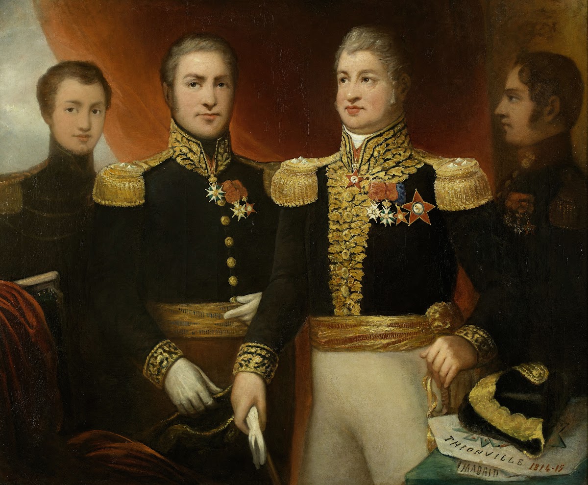 Le général Léopold Hugo avec deux de ses frères et son fils Abel en uniforme de