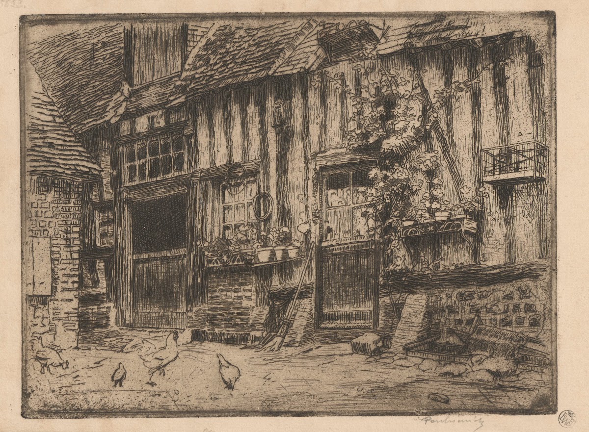 Yard in St Valery en Caux with hens 1907