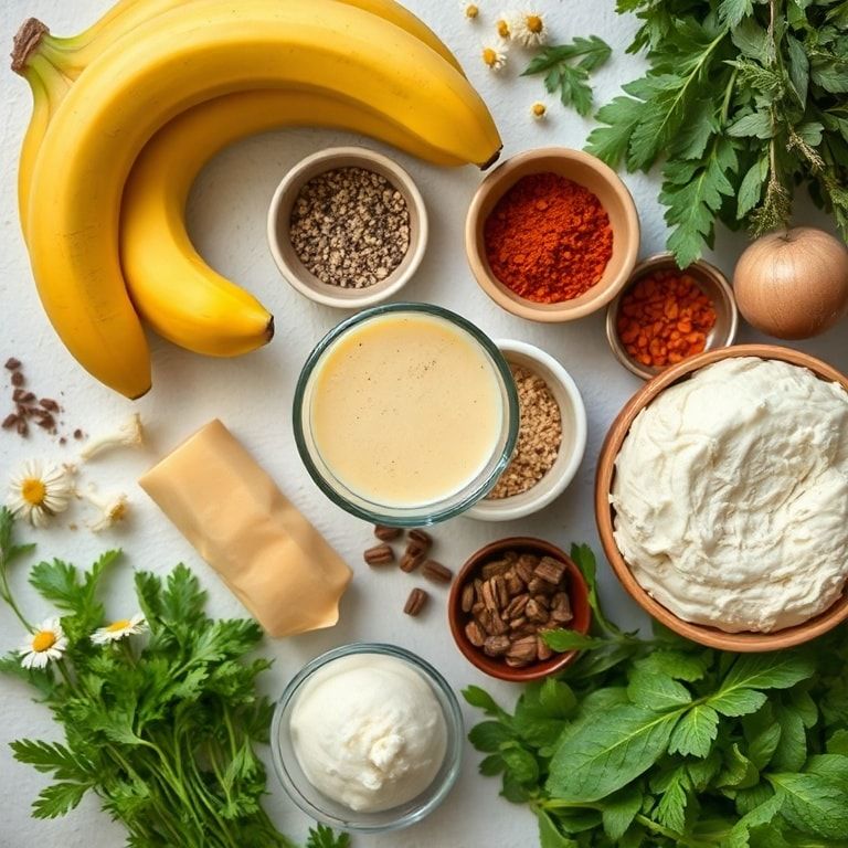 Ingredients for Creamy Banana Chamomile Tea Smoothie Recipe: Easy, Homemade & Refreshing Breakfast