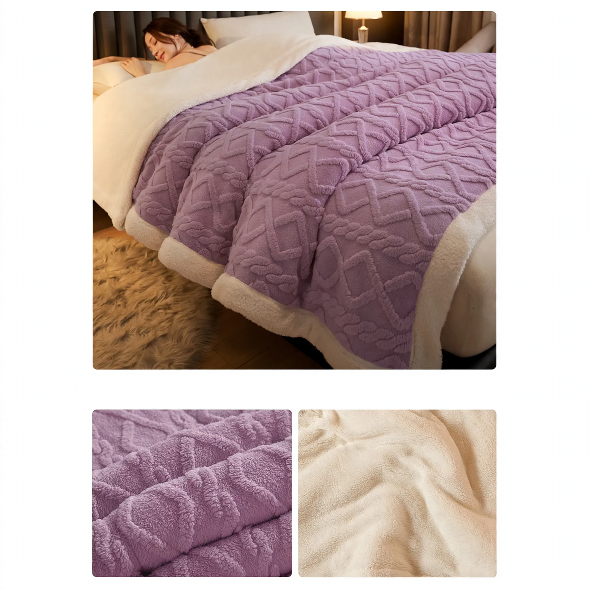 Flauschige Flanell-Wohndecke, gestreift, verschiedene Größen