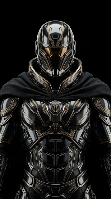 Polished Chrome Cyber Helmet on Dark Minimalist Background