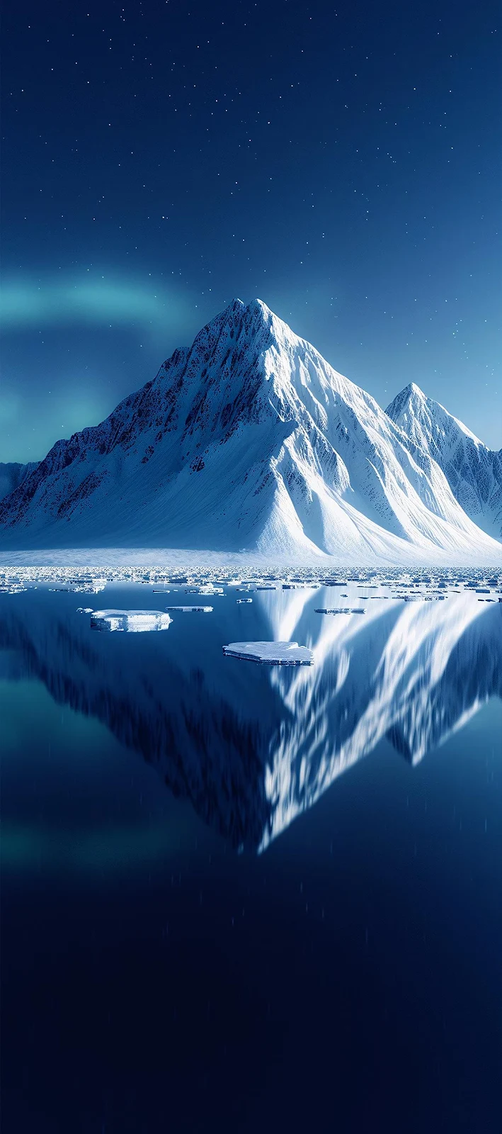 Frozen Peak Reflected In Water - Hyper-Realistic Digital Art Full HD iPhone Wallpaper (1080x2436)