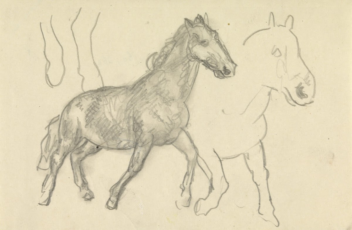 Schetsblad met studies van paarden 20th century