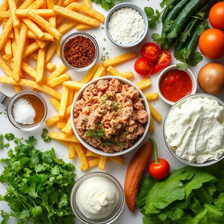 Ingredients for Loaded Nacho Fries with Ground Turkey Recipe – Easy, Cheesy Weeknight Favorite