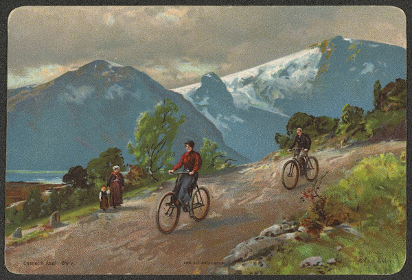 Man and woman riding bicycles