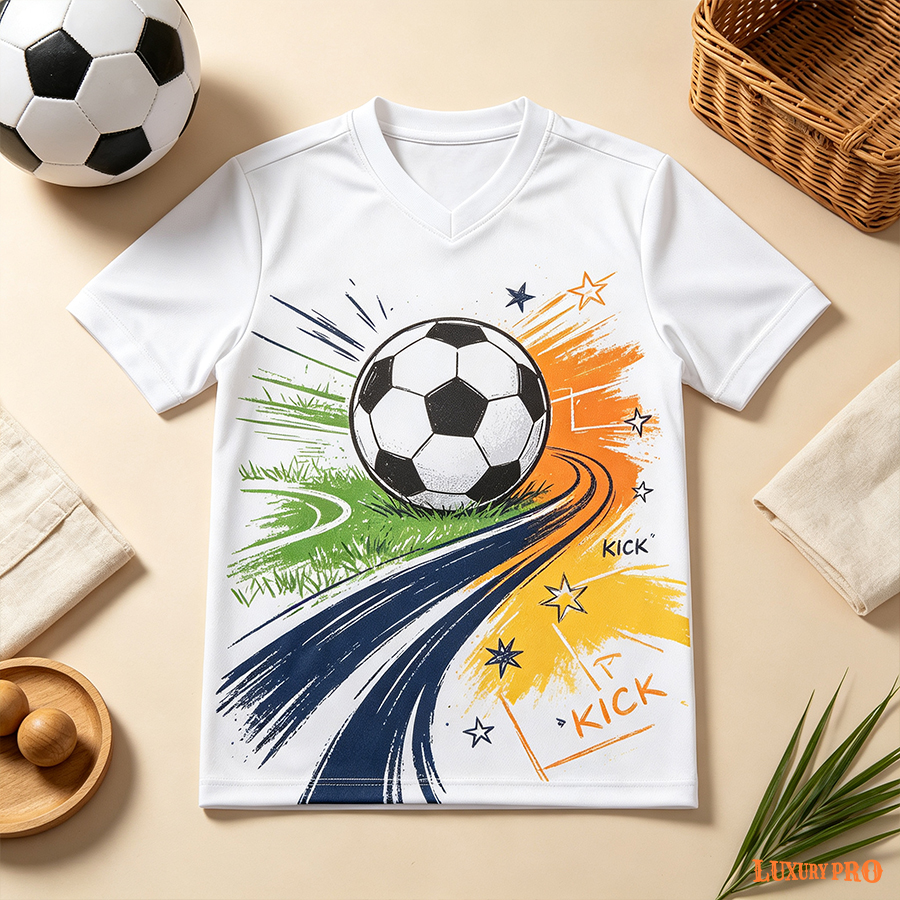AOP MEG Children's Football V-neck Short Sleeve
