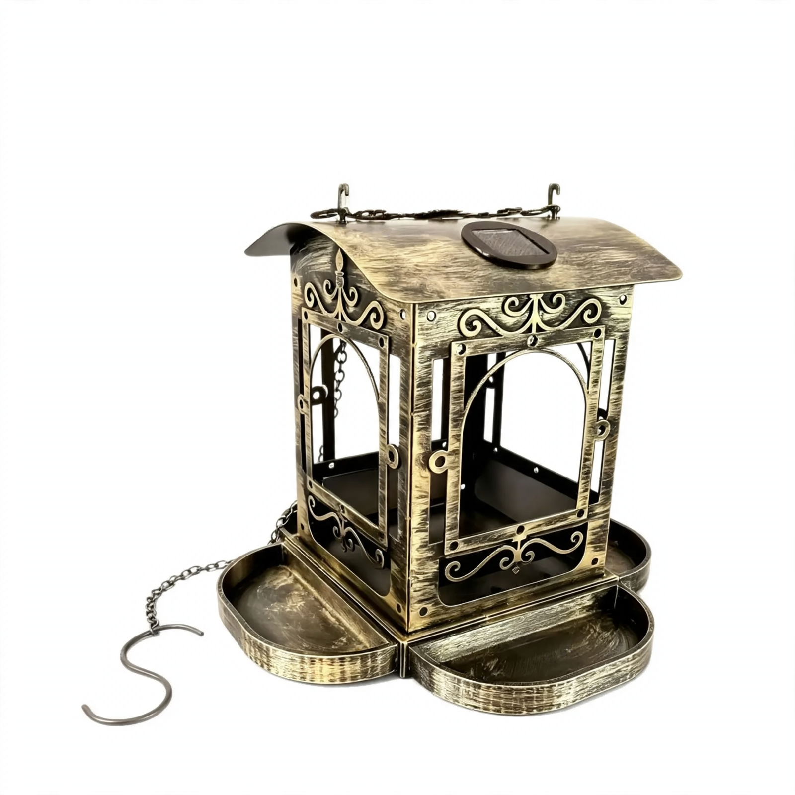 Vintage solar birdhouse made of metal