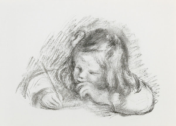 Le petit garçon au porte plume Claude Renoir écrivant