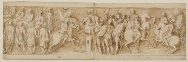 Sarmatere fremført for det kejserlige råd Marcus Aurelius og Pompejus på hestery