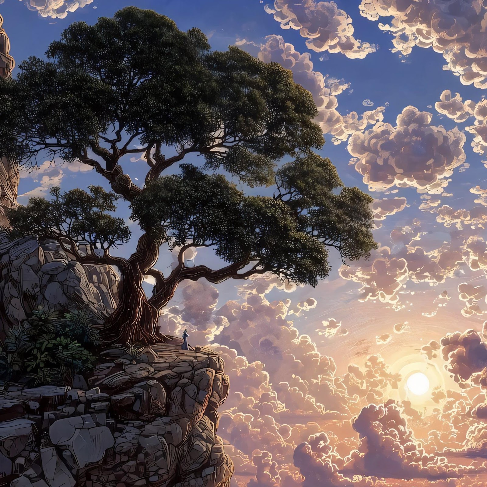 Download Lone Tree On Rocky Cliff 2K iPhone