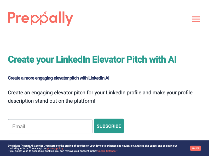 Captura de Preppally LinkedIn Description