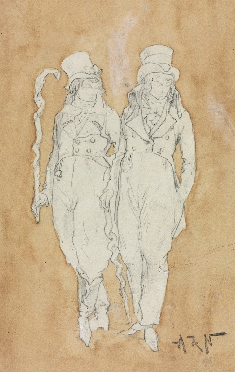Two Young Men of Fashion Standing second half 19th century