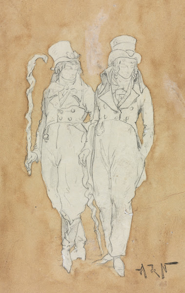Two Young Men of Fashion Standing second half 19th century