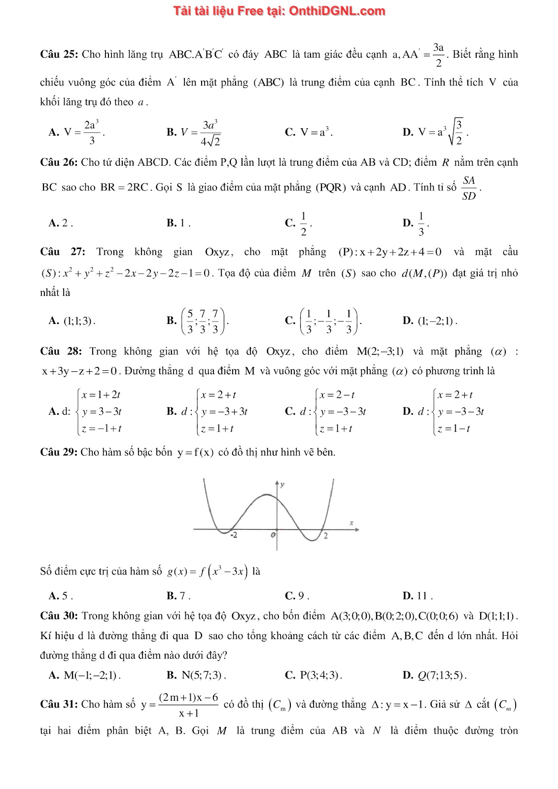 1300 bài tập môn Toán - Ôn thi ĐGNL ĐHQG Hà Nội Phần 24