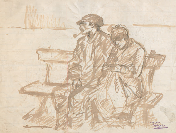 Arbeiderspaar op een bank 1905