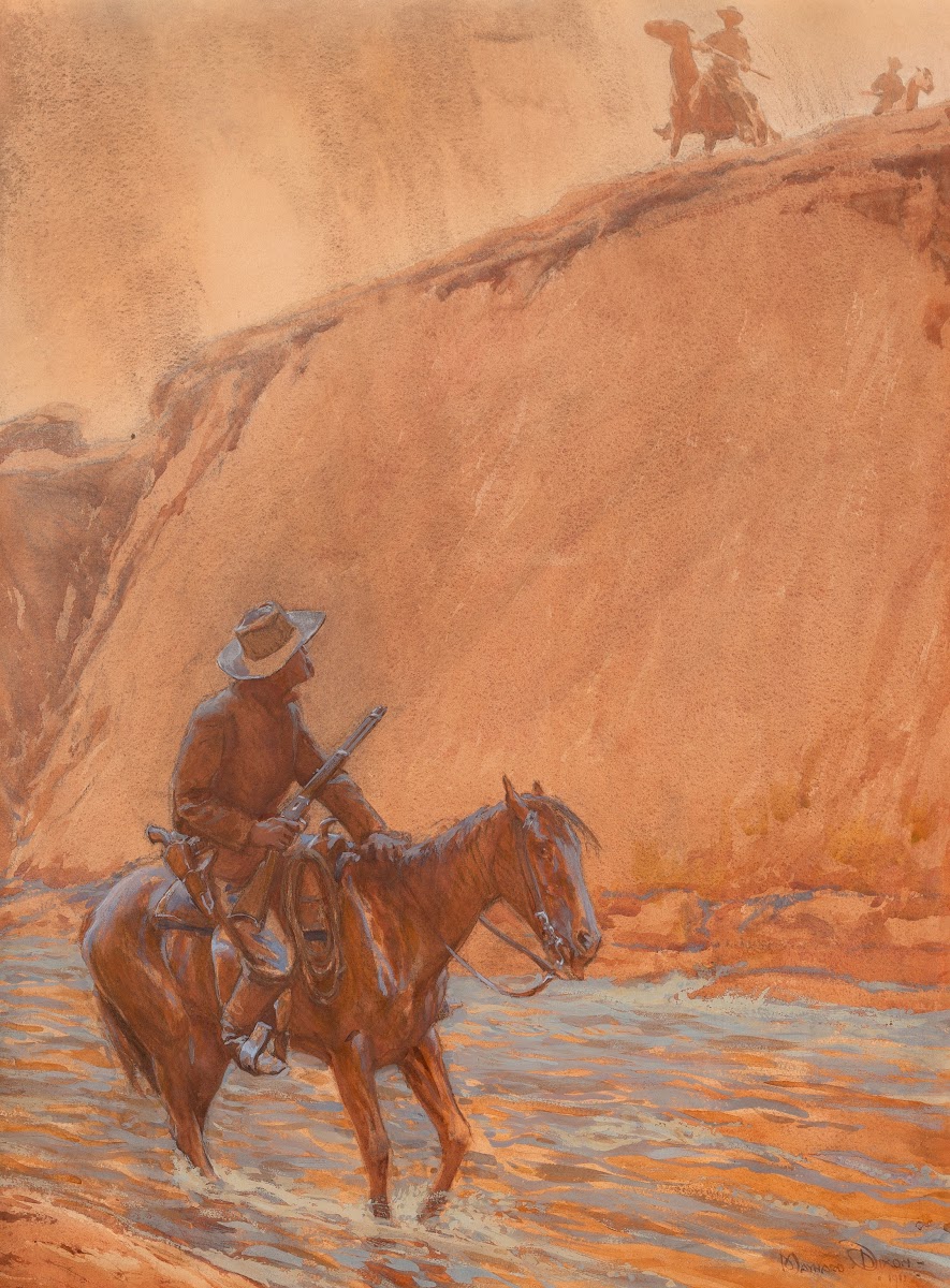 The fugitives horse plunged into the deep water 1911