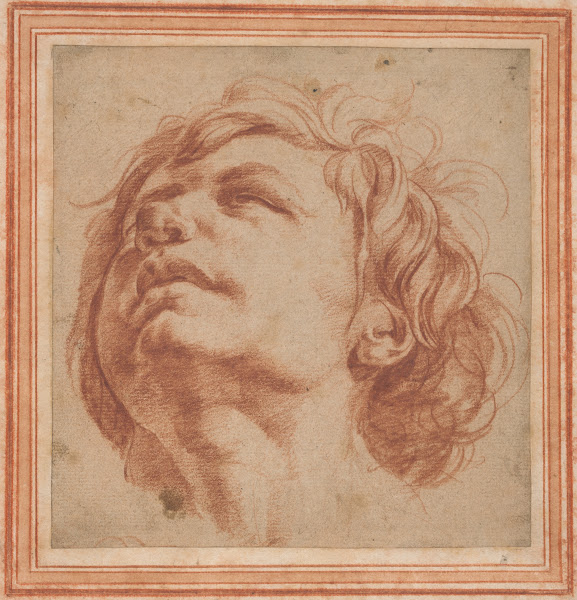 Head Study of a Young Man Looking Upward 1660s