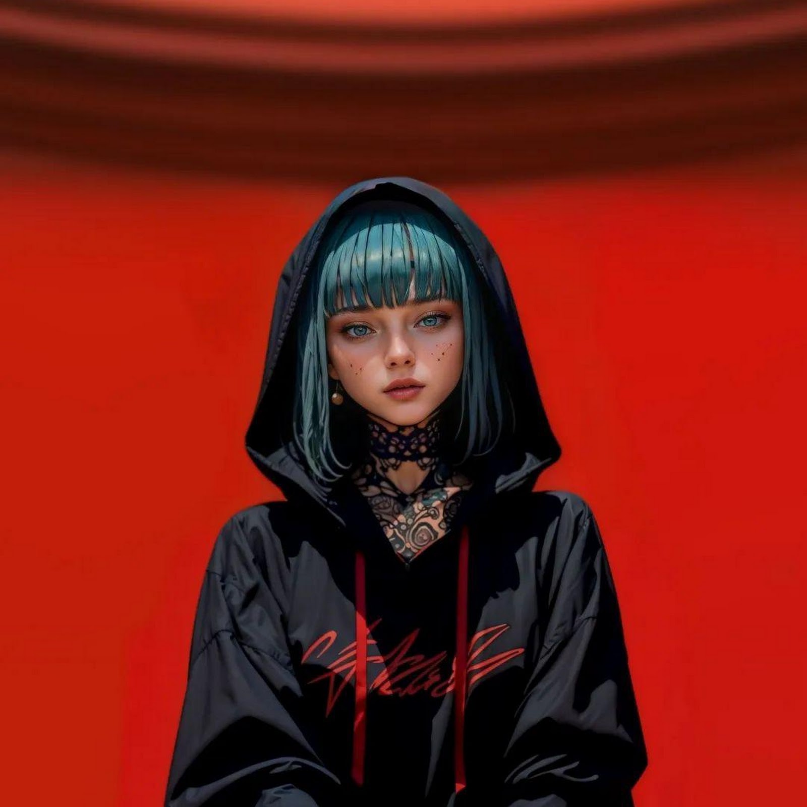 Download Hooded Girl On Black Wolf Full HD iPhone