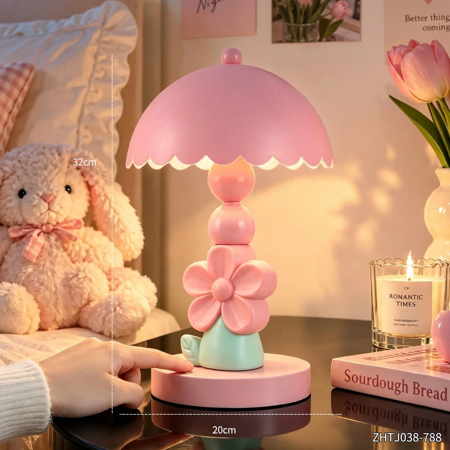 Flower Table Lamp with Dimmable Light, Model ZHTJ038