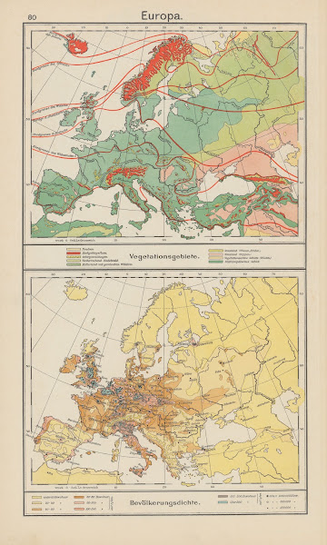 Europa Vegetationsgebiete  Bevölkerungsdichte 1930