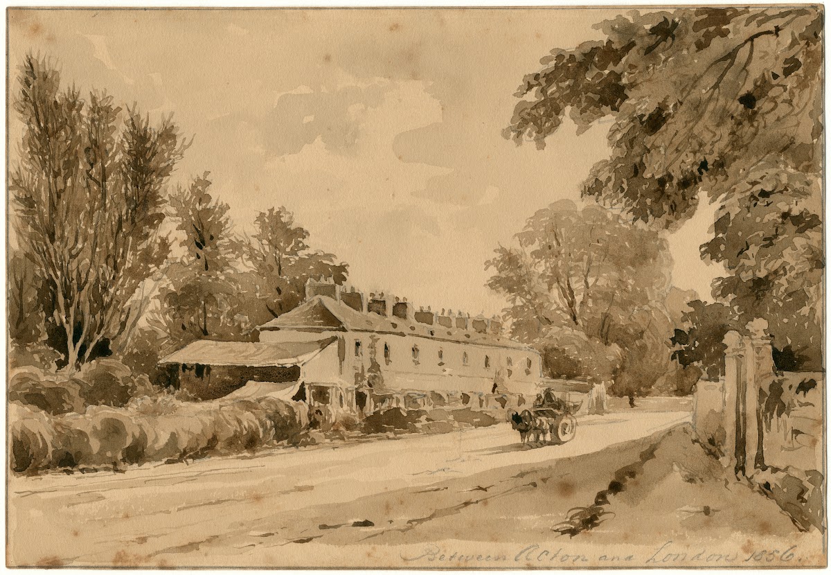 De weg tussen Acton en Londen 1856