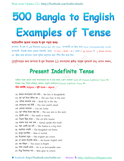(TENSE) 500 Bangla to English Examples of Tense — অজানা লেখক