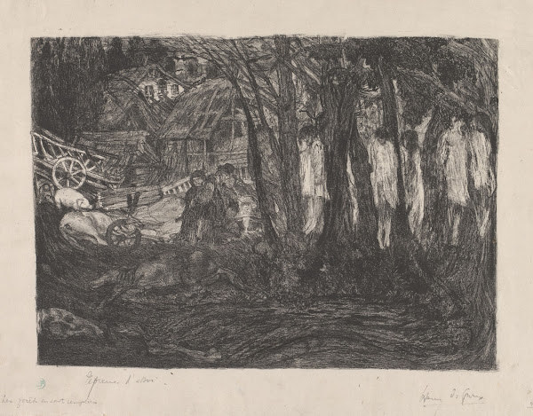 Boslandschap met lichamen opgehangen aan bomen 1877   1930