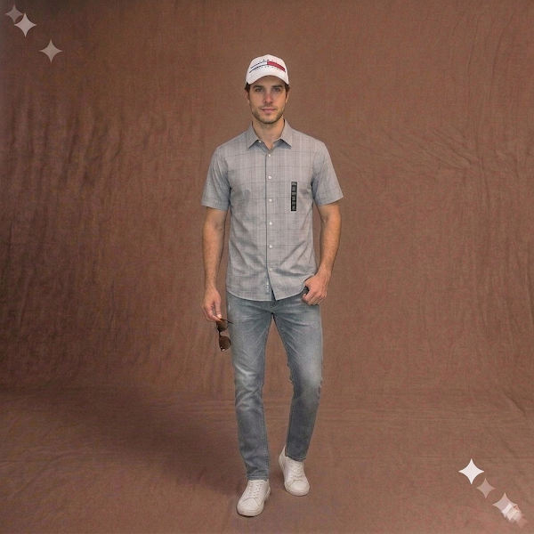 Camisa Gris de Cuadros Banana República