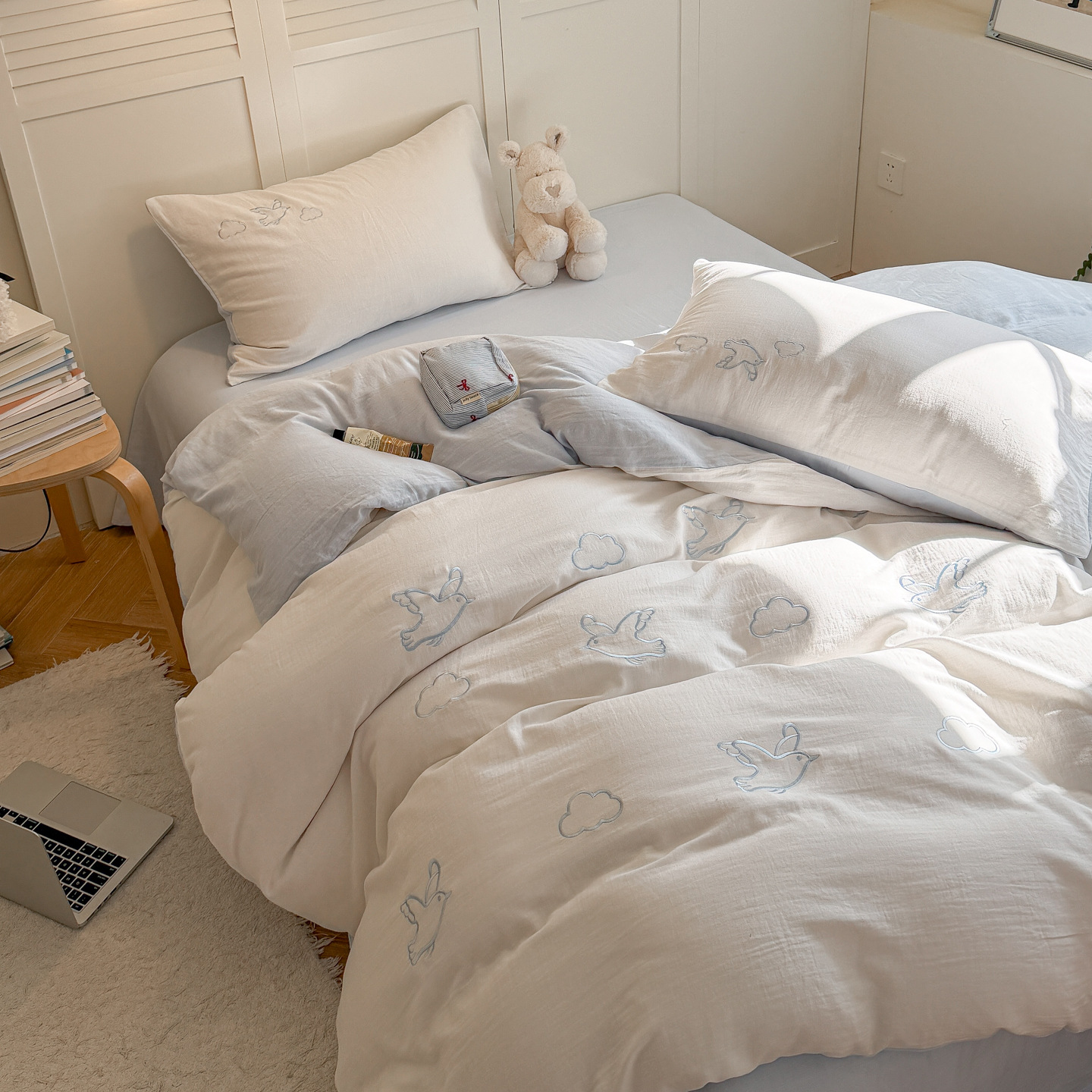 Super soft cotton muslin bedding set, double-layered