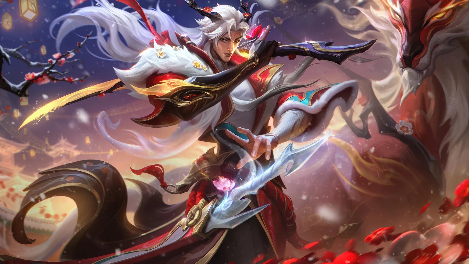 Dragon Lantern Yone Splash Art - Digital Illustration 4K Wallpaper (3840x2160)